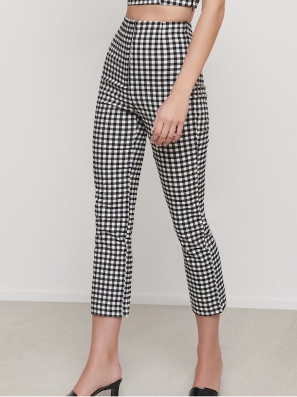 Dynamite Sz M Grace Gingham High Rise Ankle Length Pants